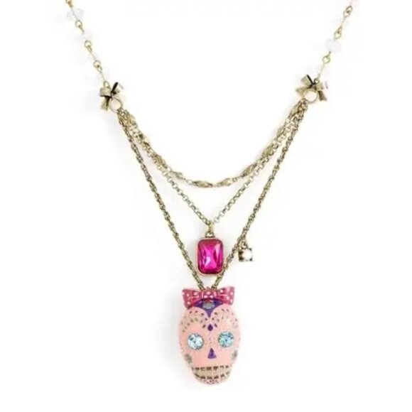Betsey Johnson Viva La Betsey Skull Necklace Necklace ASO Aria Montgomery - Picture 2 of 8